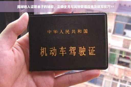 揭秘收入证明单子的秘密，正确使用与高效管理指南及填写技巧??