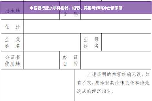 中信银行流水事件揭秘，细节、真相与影响冲击波来袭