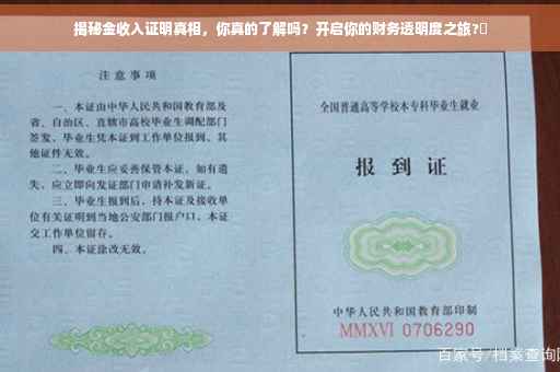 揭秘金收入证明真相，你真的了解吗？开启你的财务透明度之旅?✨
