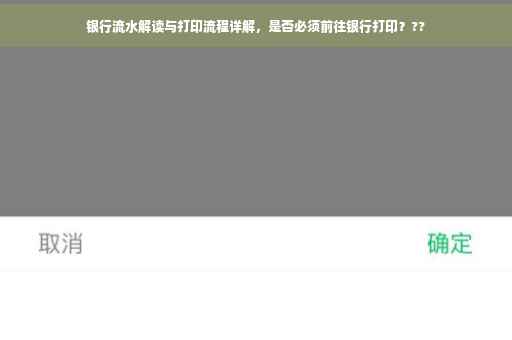 银行流水解读与打印流程详解，是否必须前往银行打印？??