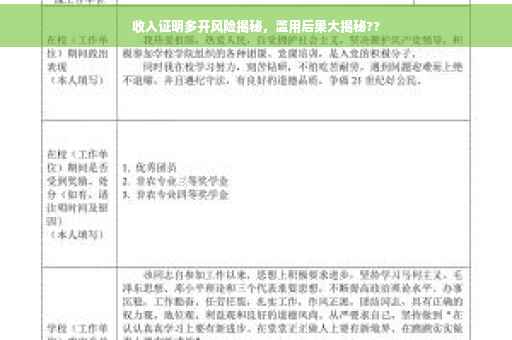 收入证明多开风险揭秘，滥用后果大揭秘??