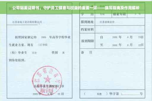 公司隔离证明书，守护员工健康与权益的重要一环——撰写指南及作用解析