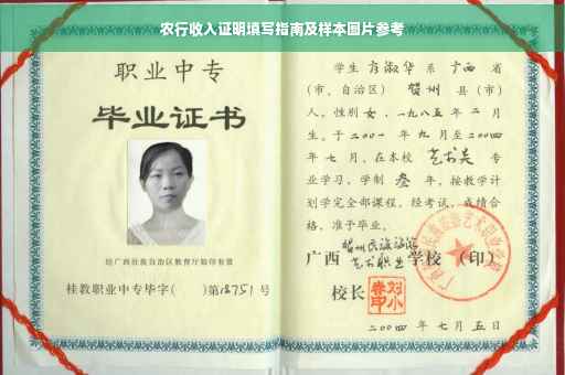 农行收入证明填写指南及样本图片参考