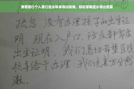南粤银行个人银行流水账单导出指南，轻松掌握流水导出流程