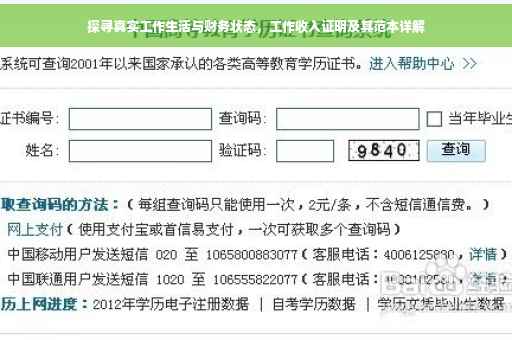 探寻真实工作生活与财务状态，工作收入证明及其范本详解