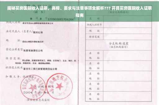 揭秘买房医院收入证明，真相、要求与注意事项全解析??? 开具买房医院收入证明指南