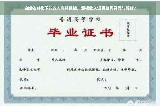 自媒体时代下的收入真相揭秘，通标收入证明如何开具与解读？