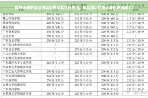 解析证明书编号的重要性及其实际应用，编号背后的意义与用途揭秘 ?✨