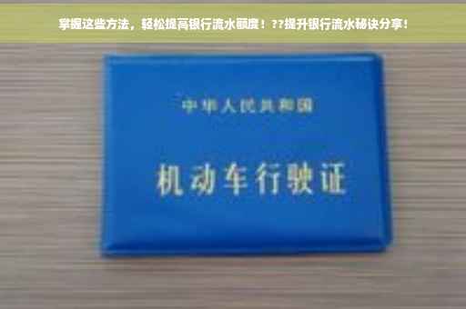 掌握这些方法，轻松提高银行流水额度！??提升银行流水秘诀分享！
