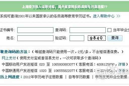 上海经济收入证明详解，揭开繁荣背后的真相与开具流程??