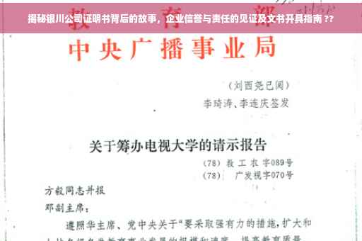 揭秘银川公司证明书背后的故事，企业信誉与责任的见证及文书开具指南 ??