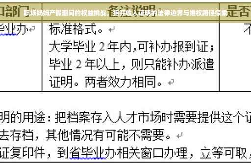 职场妈妈产假期间的权益挑战，拒开收入证明的法律边界与维权路径探索