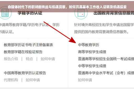 自媒体时代下的职场新挑战与机遇洞察，如何开具基本工作收入证明及机遇探索