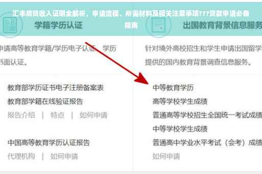 汇丰房贷收入证明全解析，申请流程、所需材料及相关注意事项???贷款申请必备指南