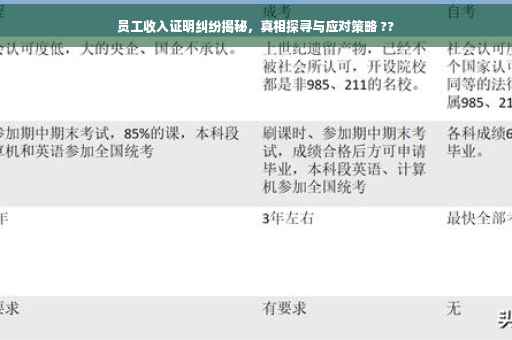 员工收入证明纠纷揭秘，真相探寻与应对策略 ??