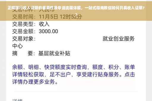 正规银行收入证明的重要性及申请流程详解，一站式指南教你如何开具收入证明??