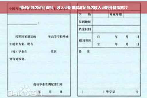 揭秘足浴店盈利真相，收入证明详解与足浴店收入证明开具指南??