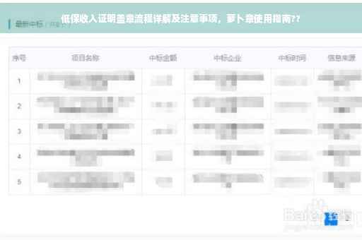 低保收入证明盖章流程详解及注意事项，萝卜章使用指南??