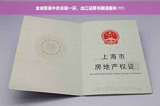 全球贸易中的关键一环，出口证明书翻译解析 ??✨