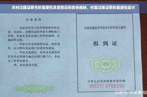 农村过继证明书的重要性及其背后的故事揭秘，村里过继证明的重要性探讨