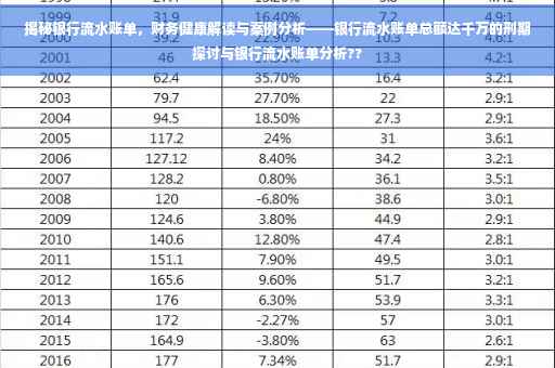 揭秘银行流水账单，财务健康解读与案例分析——银行流水账单总额达千万的刑期探讨与银行流水账单分析??