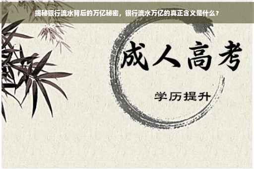 揭秘银行流水背后的万亿秘密，银行流水万亿的真正含义是什么？