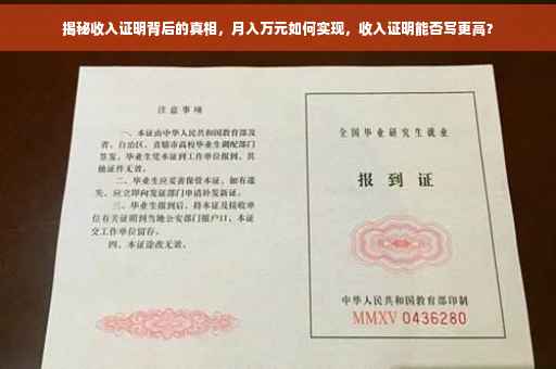 揭秘收入证明背后的真相，月入万元如何实现，收入证明能否写更高？
