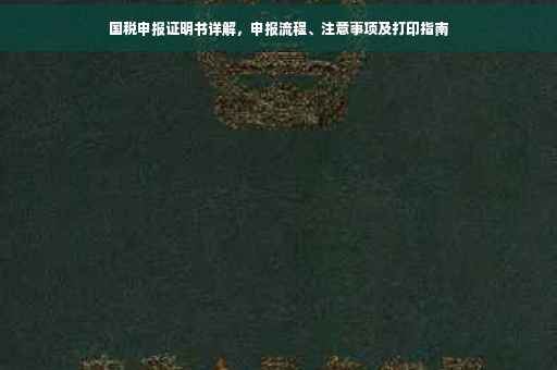 国税申报证明书详解，申报流程、注意事项及打印指南