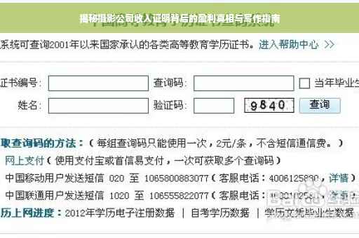 揭秘摄影公司收入证明背后的盈利真相与写作指南