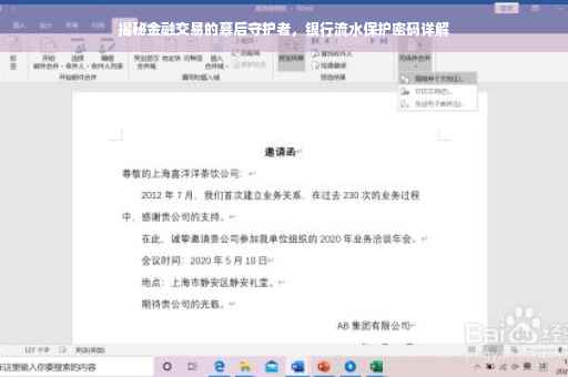 揭秘金融交易的幕后守护者，银行流水保护密码详解