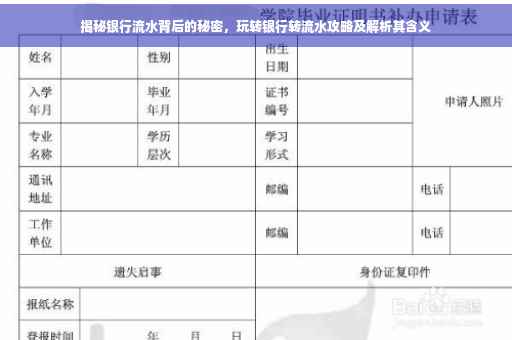 揭秘银行流水背后的秘密，玩转银行转流水攻略及解析其含义