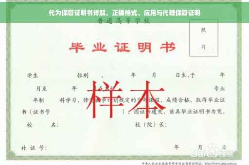 代为保管证明书详解，正确格式、应用与代理保管证明