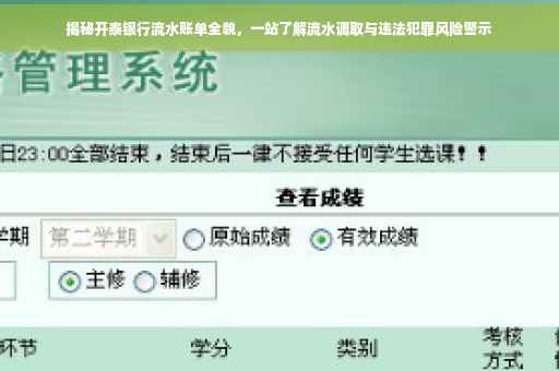 揭秘开泰银行流水账单全貌，一站了解流水调取与违法犯罪风险警示