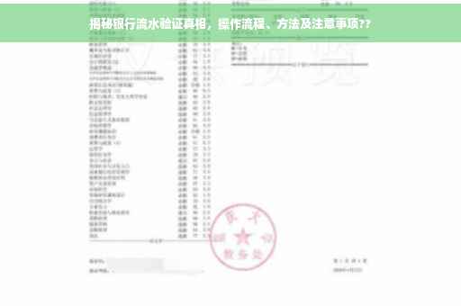 揭秘银行流水验证真相，操作流程、方法及注意事项??