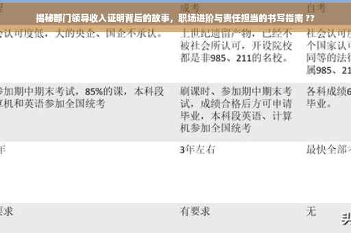 揭秘部门领导收入证明背后的故事，职场进阶与责任担当的书写指南 ??