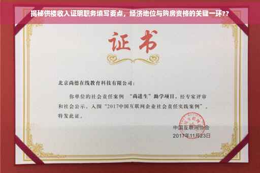 揭秘供楼收入证明职务填写要点，经济地位与购房资格的关键一环??