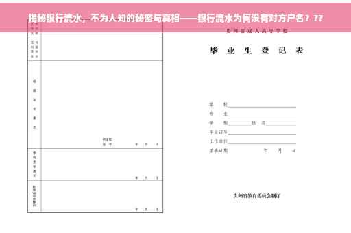 揭秘银行流水，不为人知的秘密与真相——银行流水为何没有对方户名？??