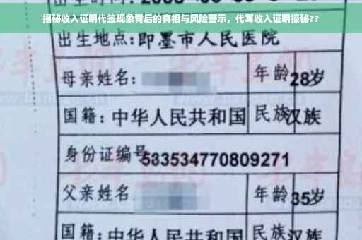 揭秘收入证明代签现象背后的真相与风险警示，代写收入证明探秘??