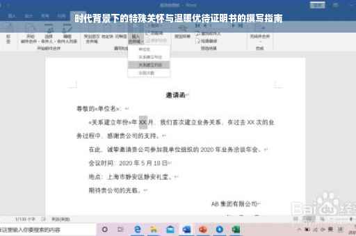 时代背景下的特殊关怀与温暖优待证明书的撰写指南