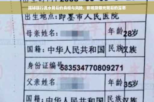 揭秘银行流水背后的真相与风险，影响及曝光背后的深思