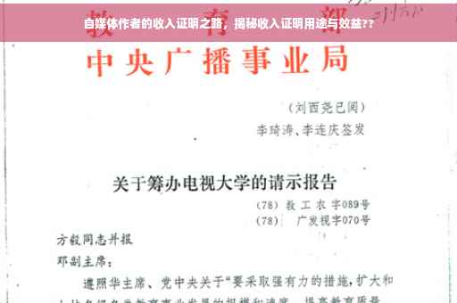 自媒体作者的收入证明之路，揭秘收入证明用途与效益??
