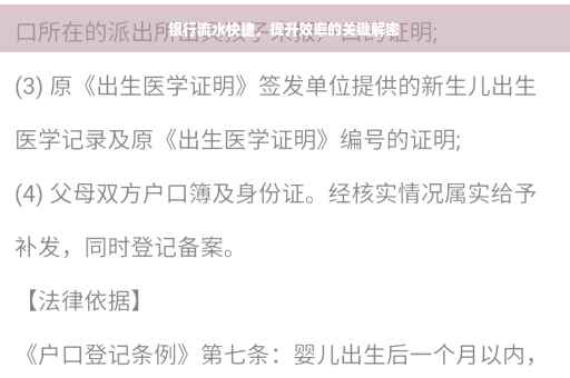 银行流水快捷，提升效率的关键解密