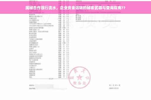 揭秘合作银行流水，企业资金运转的秘密武器与查询指南??