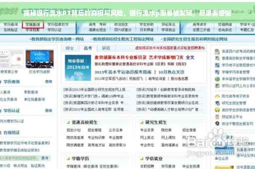 揭秘银行流水PT背后的真相与风险，银行流水p图易被发现，后果需警惕