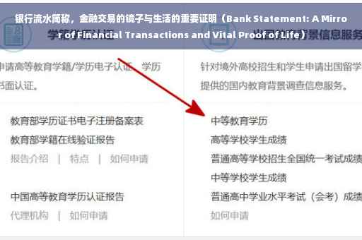 银行流水简称，金融交易的镜子与生活的重要证明（Bank Statement: A Mirror of Financial Transactions and Vital Proof of Life）