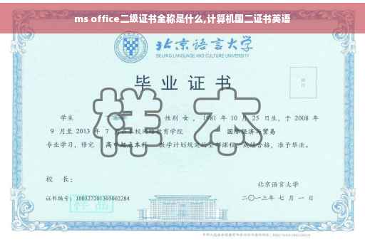 ms office二级证书全称是什么,计算机国二证书英语