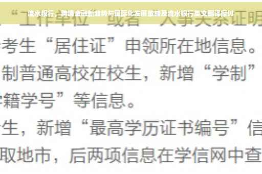 流水银行，跨境金融新趋势与国际化发展策略及流水银行英文翻译探讨