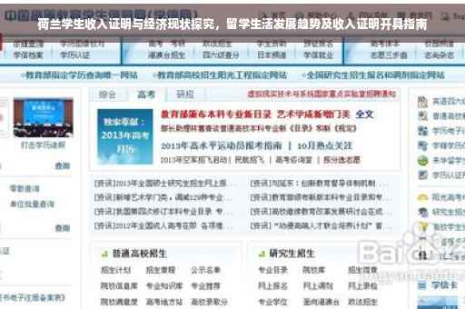荷兰学生收入证明与经济现状探究，留学生活发展趋势及收入证明开具指南