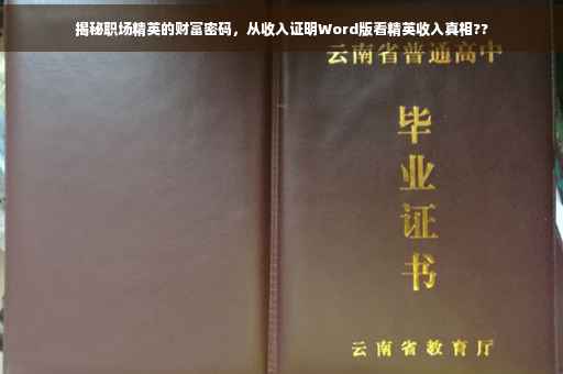 揭秘职场精英的财富密码，从收入证明Word版看精英收入真相??