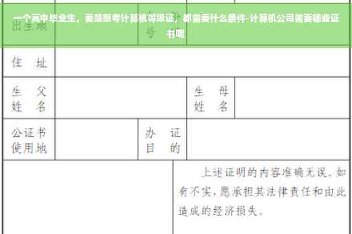 一个高中毕业生，要是想考计算机等级证，都需要什么条件-计算机公司需要哪些证书呢